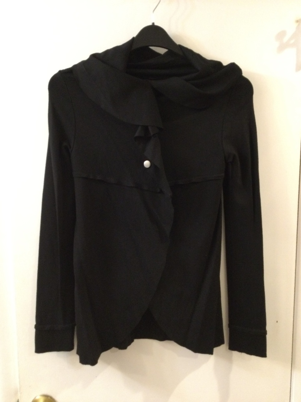 Kenzie Black  Structured Snap Up Cardigan Jacket XS Stretchy Ponte Fabric